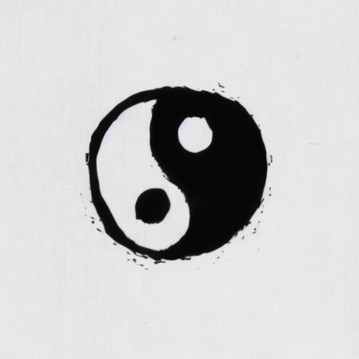 AI image generated of A black and white drawing of a yin yang symbol.