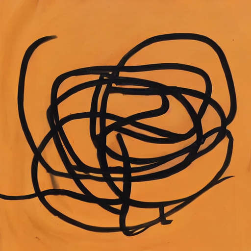 AI image generated of A black drawing of a circle on an orange background.