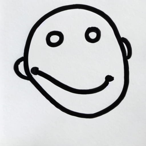 AI image generated of A black and white drawing of a smiling face.