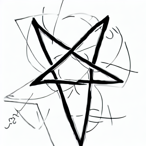 AI image generated of A black and white drawing of a pentagram.