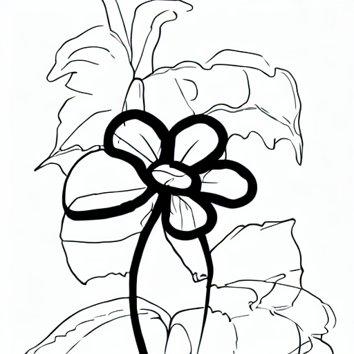 AI image generated of A black and white drawing of a flower.