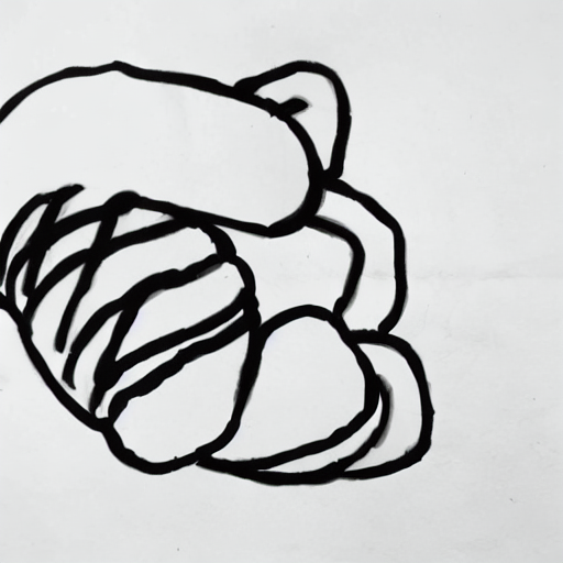 AI image generated of A black and white drawing of a bread roll with a hole in the center.