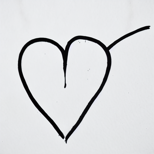 AI image generated of A black heart drawn on a white background.