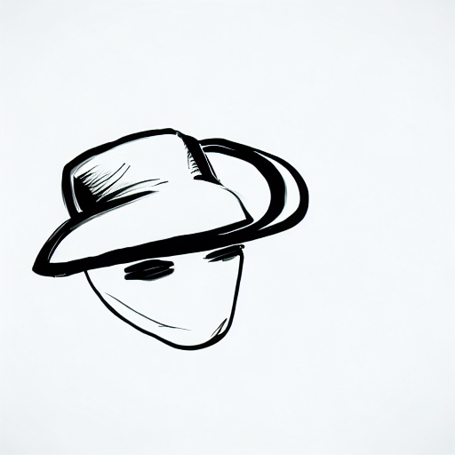 AI image generated of A black drawing of a hat on a white background.