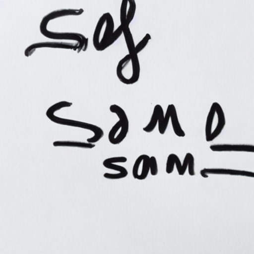 AI image generated of A black pen drawing of the word "some" on a white background.