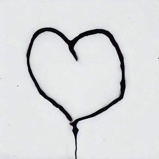 AI image generated of A black heart drawn on a white background.