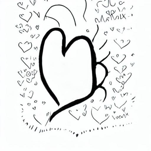 AI image generated of A heart is drawn with a black pen.