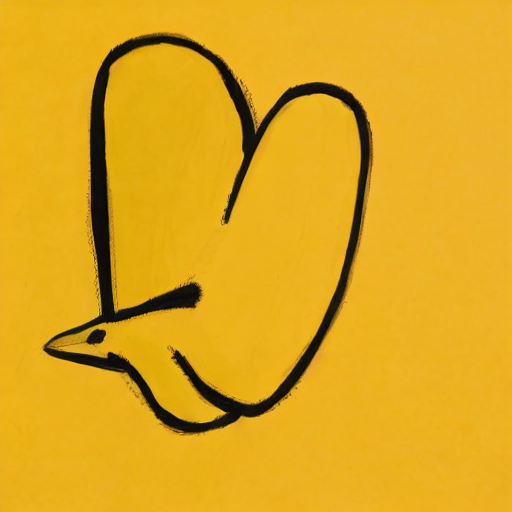 AI image generated of A drawing of a wing on a yellow background.