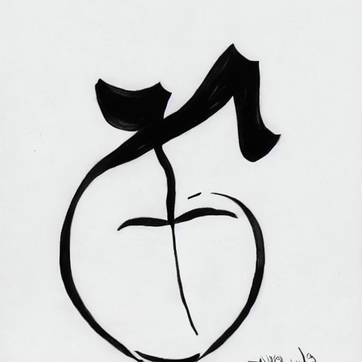 AI image generated of A black and white drawing of an apple.