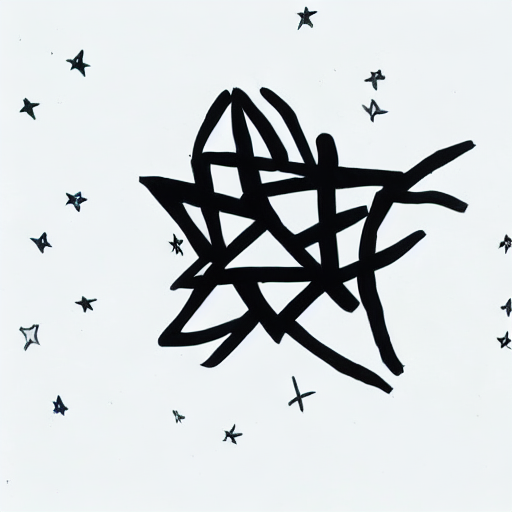 AI image generated of A black drawing of a star with a black line through it.