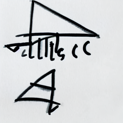 AI image generated of A black drawing of a triangle with a line going through it.