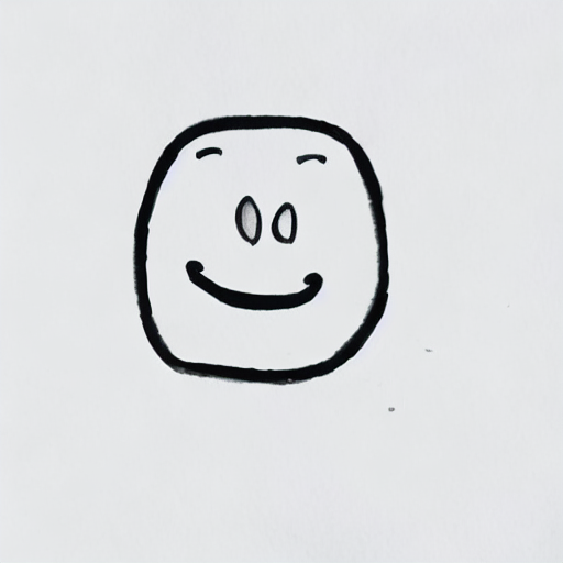 AI image generated of A black and white drawing of a smiling face.