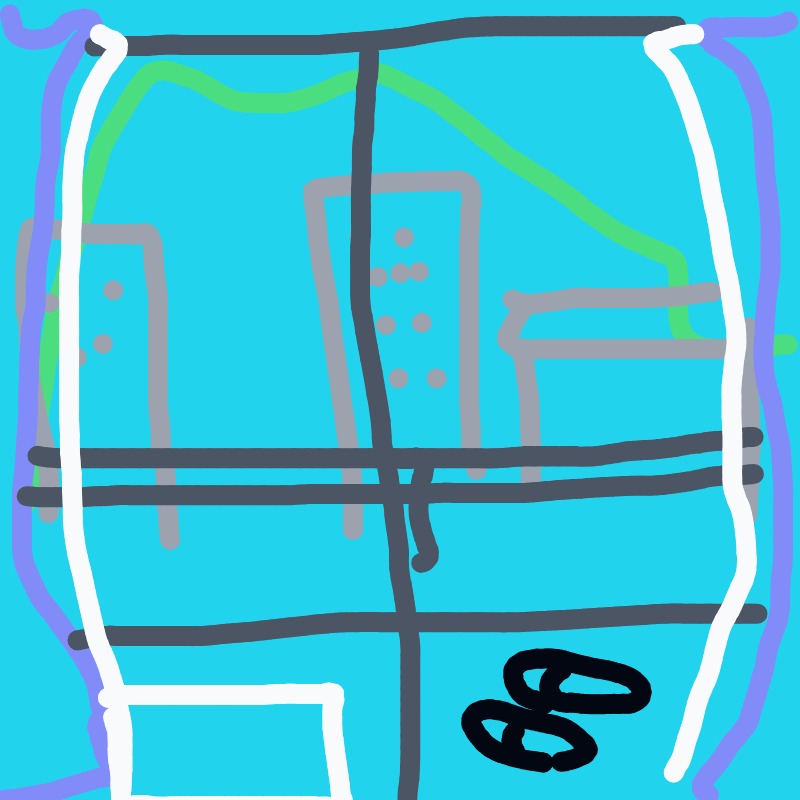 A%20childlike%20cityscape%20with%20grey%20buildings%20behind%20a%20bold%20black%20grid%20on%20a%20bright%20blue%20background%2C%20framed%20by%20white%20and%20purple%20borders.